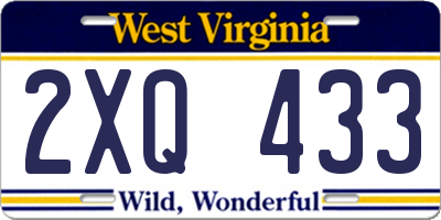 WV license plate 2XQ433