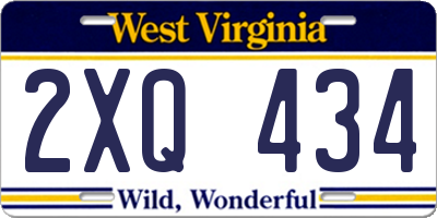 WV license plate 2XQ434