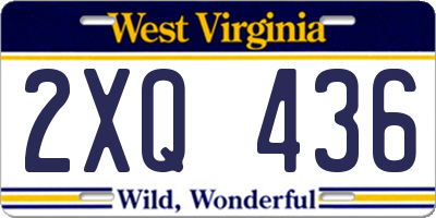 WV license plate 2XQ436