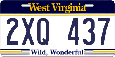 WV license plate 2XQ437