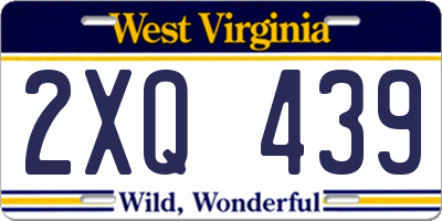 WV license plate 2XQ439