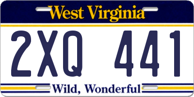 WV license plate 2XQ441