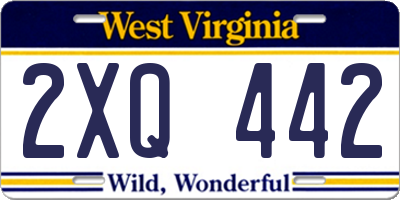 WV license plate 2XQ442