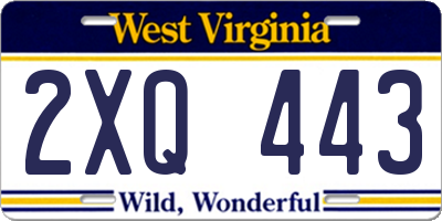 WV license plate 2XQ443