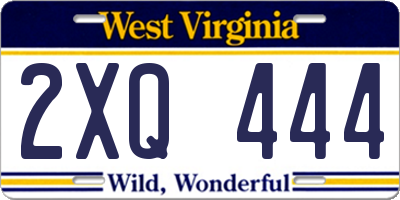WV license plate 2XQ444