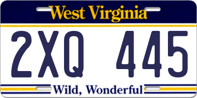 WV license plate 2XQ445