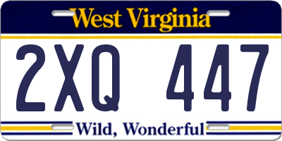 WV license plate 2XQ447