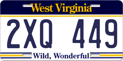 WV license plate 2XQ449