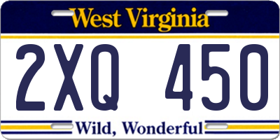 WV license plate 2XQ450