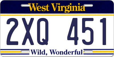 WV license plate 2XQ451