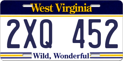 WV license plate 2XQ452