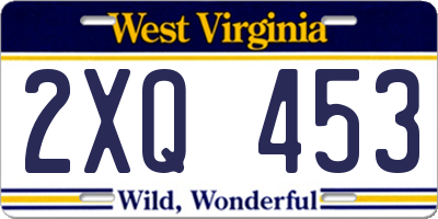 WV license plate 2XQ453