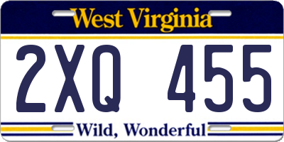 WV license plate 2XQ455