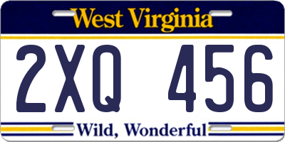 WV license plate 2XQ456