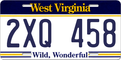 WV license plate 2XQ458