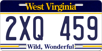 WV license plate 2XQ459