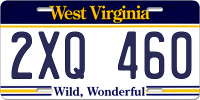 WV license plate 2XQ460