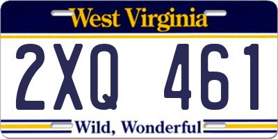 WV license plate 2XQ461