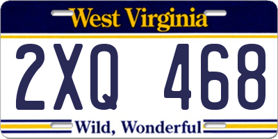WV license plate 2XQ468