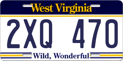 WV license plate 2XQ470
