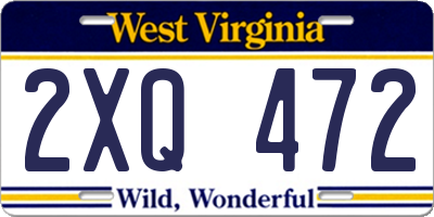 WV license plate 2XQ472