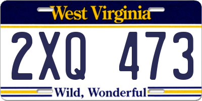 WV license plate 2XQ473