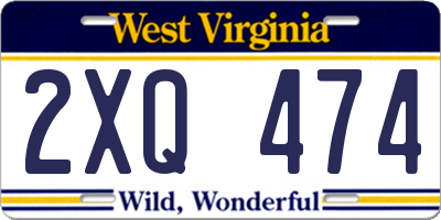 WV license plate 2XQ474