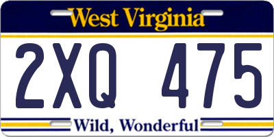 WV license plate 2XQ475