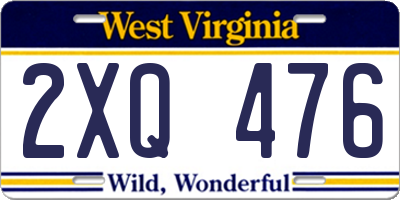 WV license plate 2XQ476