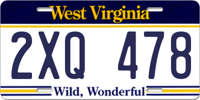 WV license plate 2XQ478