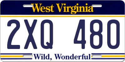 WV license plate 2XQ480