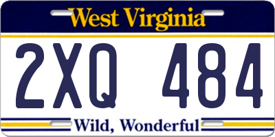 WV license plate 2XQ484