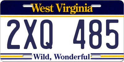 WV license plate 2XQ485