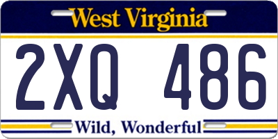 WV license plate 2XQ486