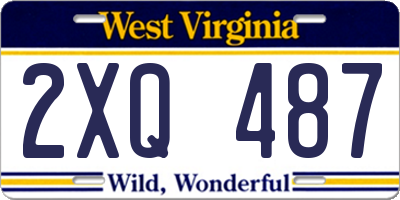 WV license plate 2XQ487