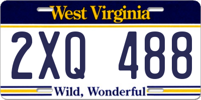WV license plate 2XQ488