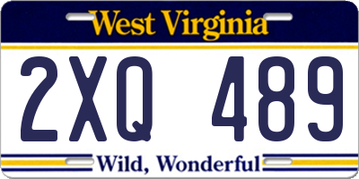 WV license plate 2XQ489