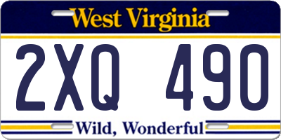 WV license plate 2XQ490