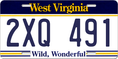 WV license plate 2XQ491