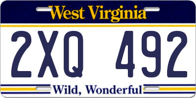 WV license plate 2XQ492