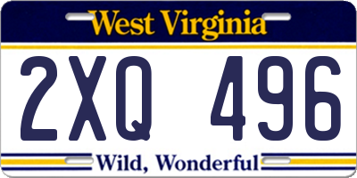 WV license plate 2XQ496