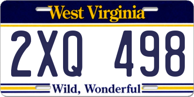 WV license plate 2XQ498