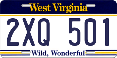 WV license plate 2XQ501