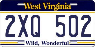 WV license plate 2XQ502