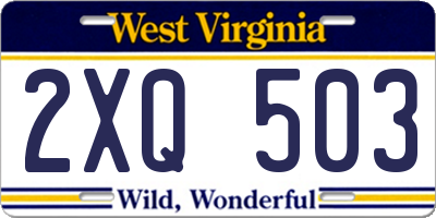 WV license plate 2XQ503