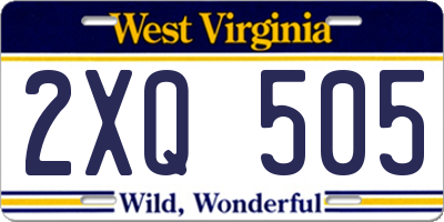 WV license plate 2XQ505