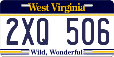 WV license plate 2XQ506