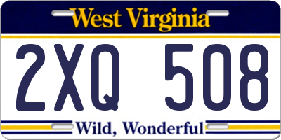 WV license plate 2XQ508