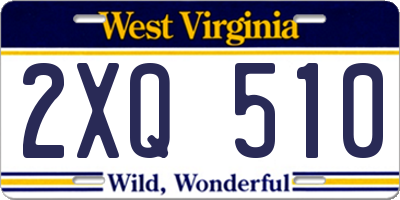 WV license plate 2XQ510