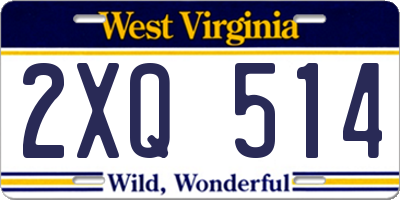 WV license plate 2XQ514